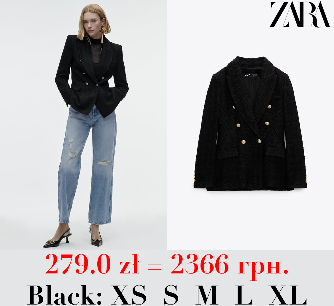 TEXTURED DOUBLE-BREASTED BLAZER