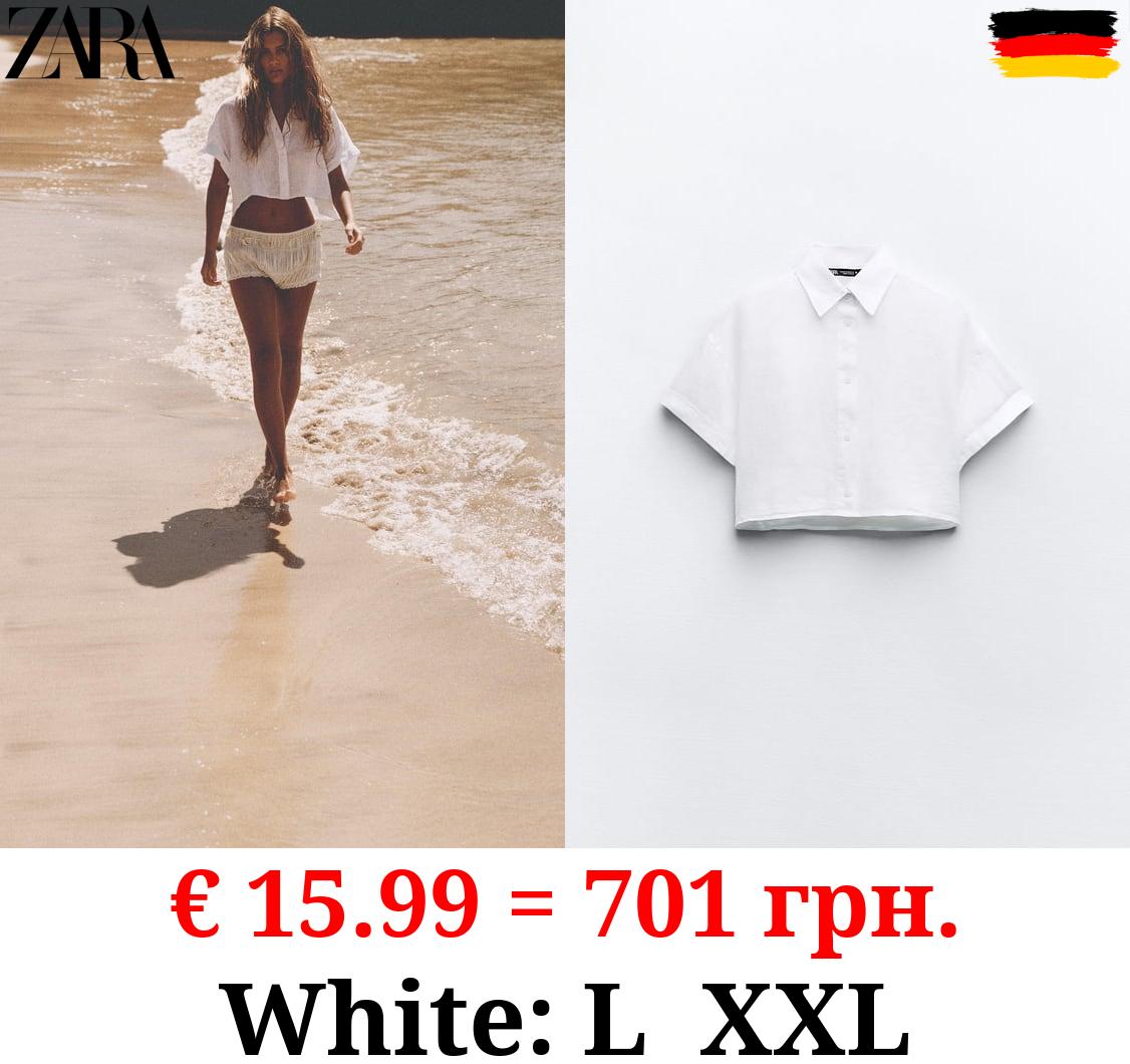 CROPPED 100% LINEN SHIRT