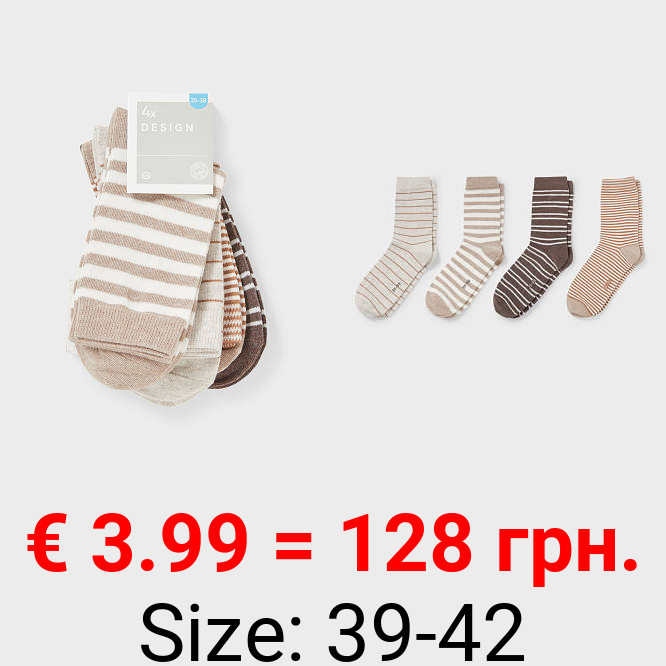 Socken - Bio-Baumwolle - 4 Paar - gestreift