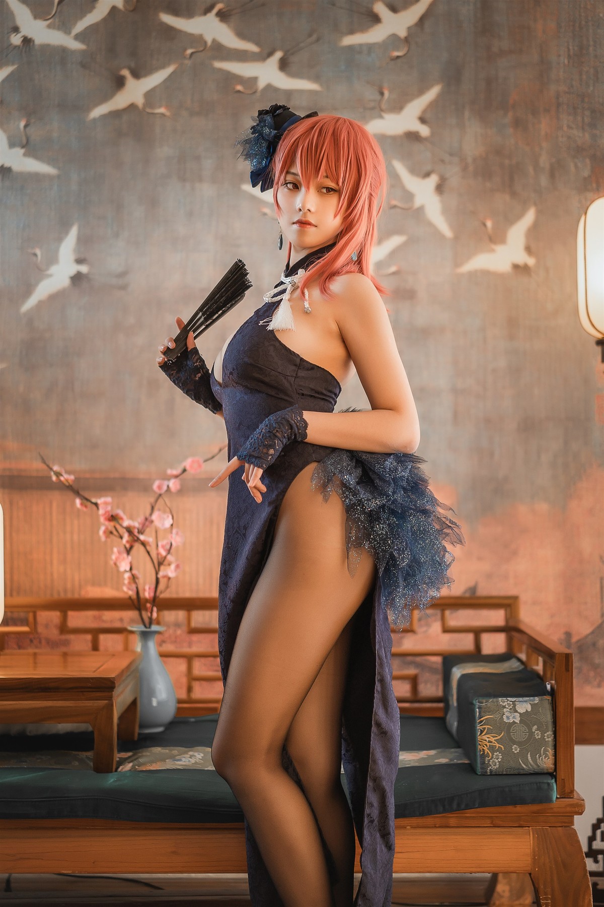 蜜汁猫裘 Cosplay 黑太子旗袍 11