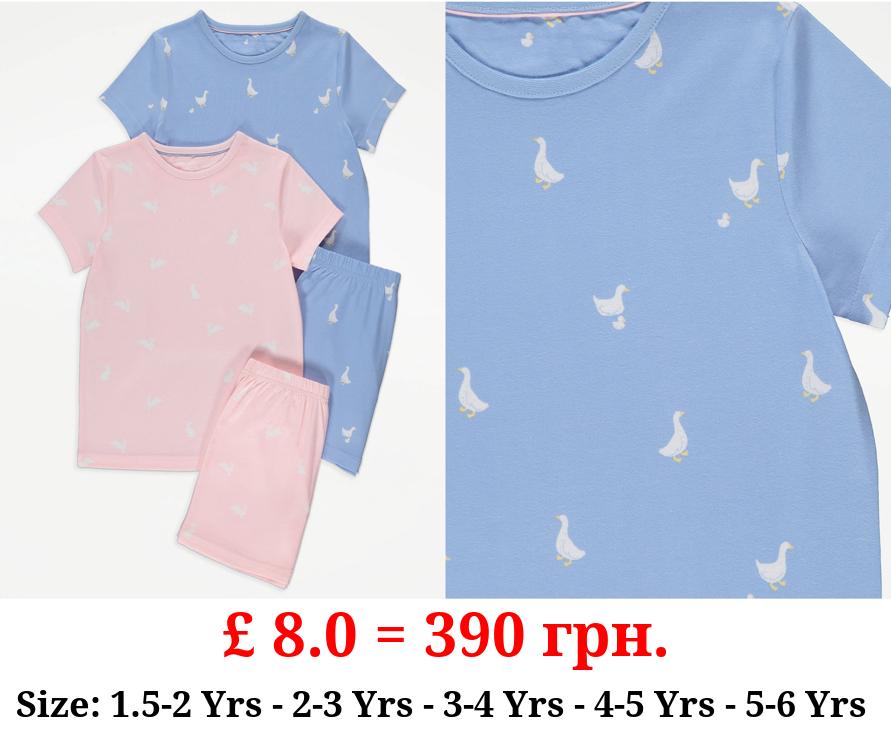 Pastel Goose Bunny Short Pyjamas 2 Pack
