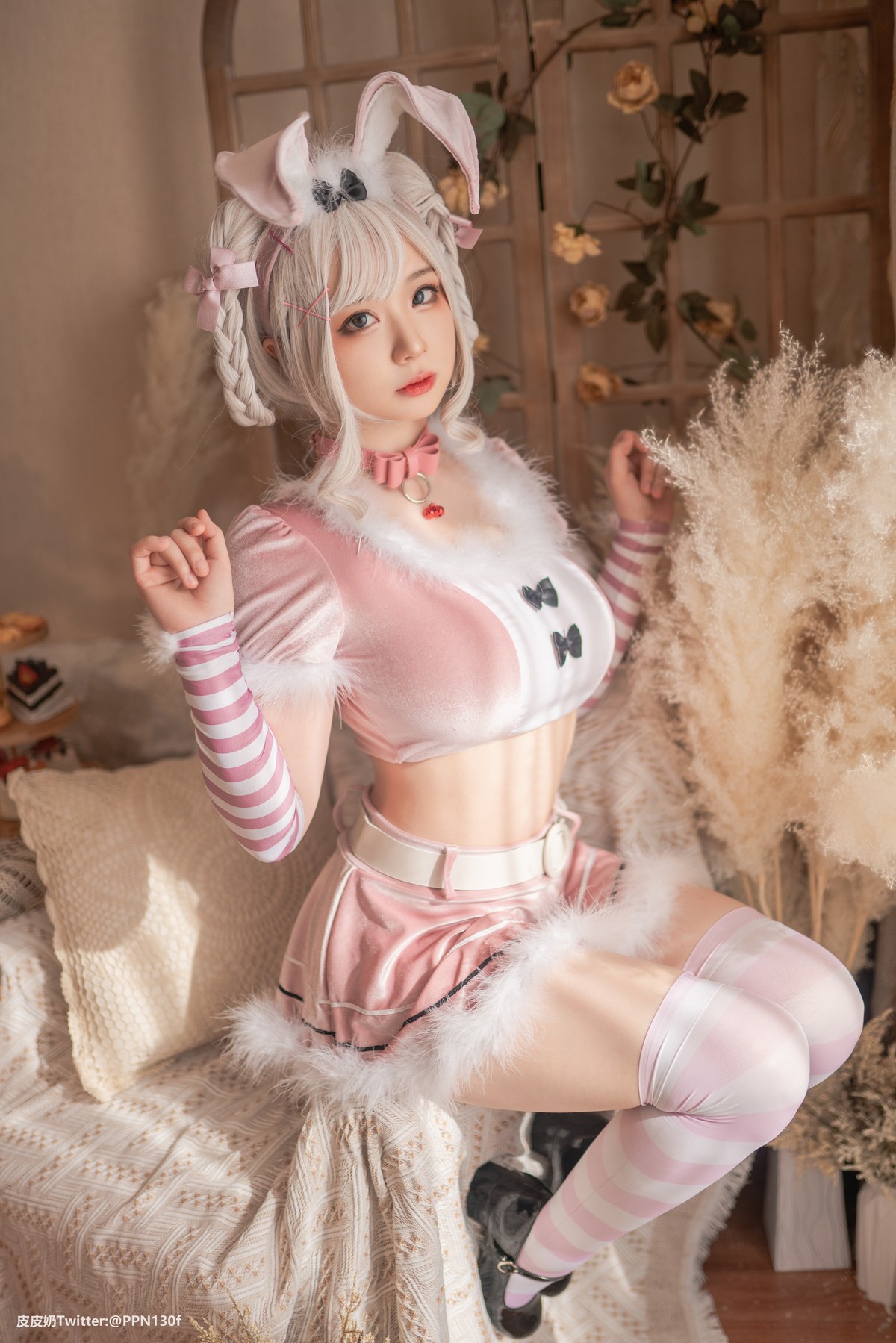 Cosplay 皮皮奶可可爱了啦 粉色兔兔 23