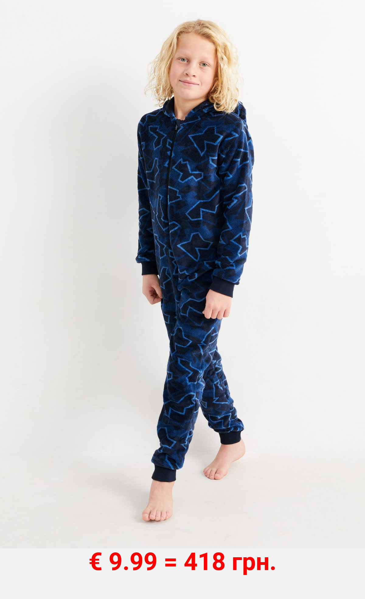 Fleece-Onesie mit Kapuze