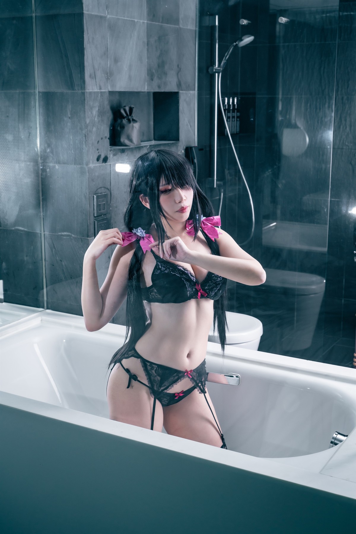 Cosplay 小琪Aki Kurumi Black Underwear 37