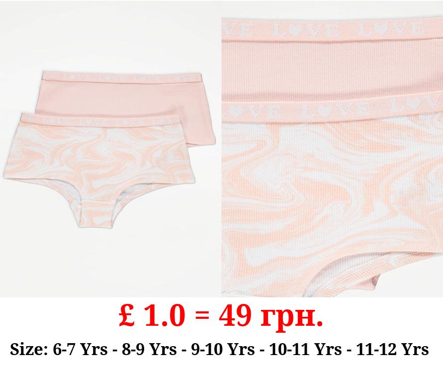 Light Pink Ribbed Marble Shorts 2 Pack