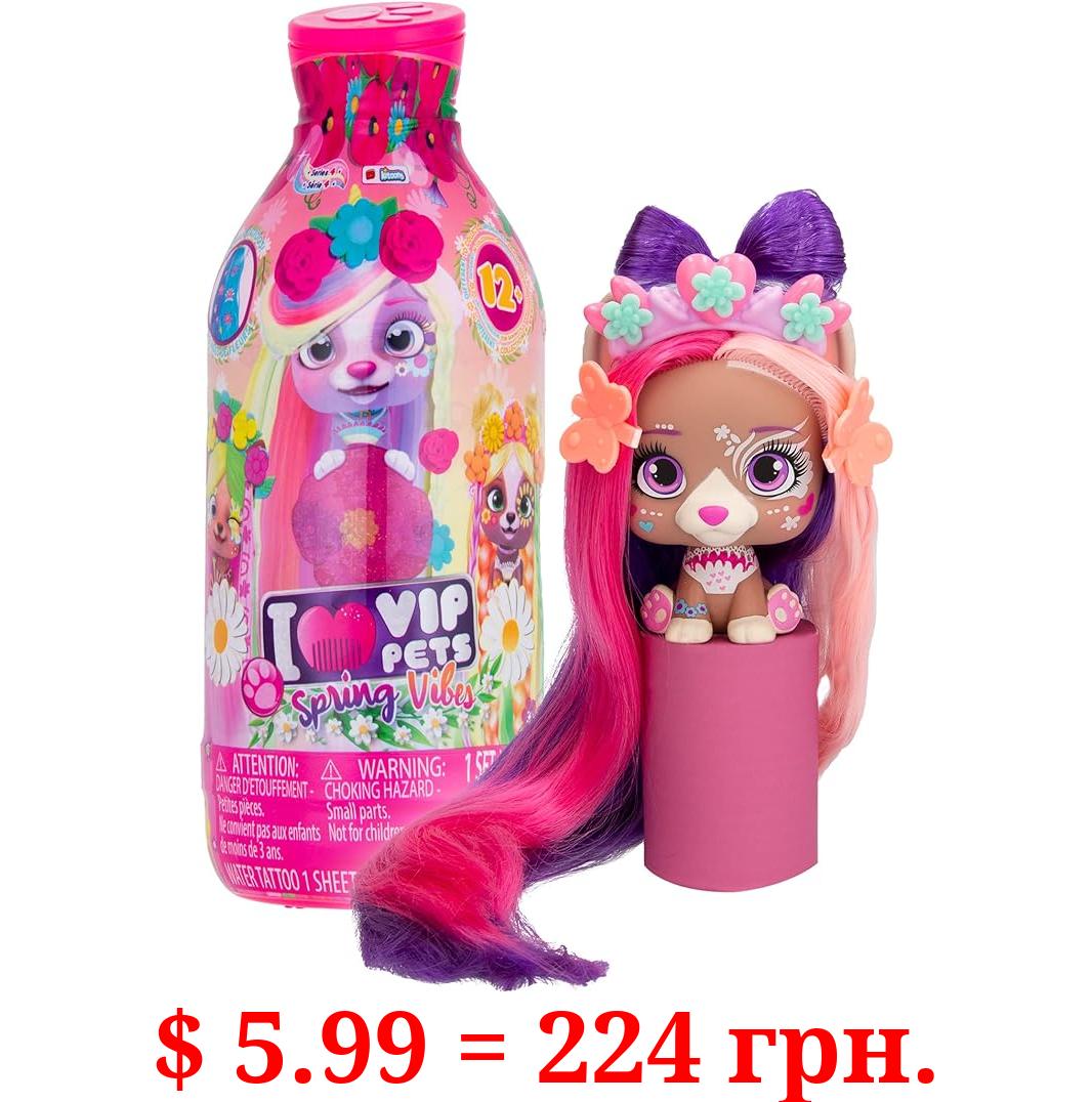 VIP Pets - Spring Vibes Series - Includes 1 VIP Pets Doll, 9 Surprises, 6 Accessories for Hair Styling | Girls & Kids Age 3+