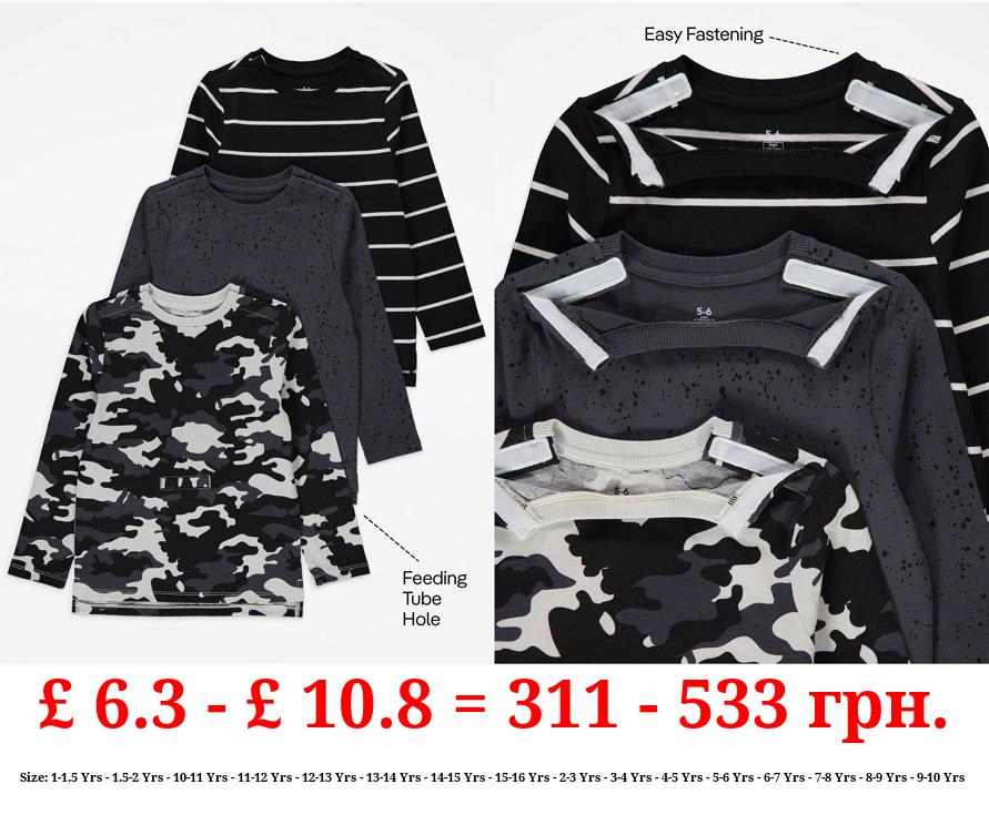 Easy On Adaptive Black Long Sleeve Tops 3 Pack