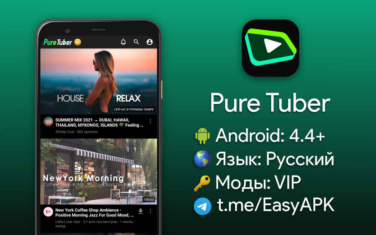 Pure tuber коды