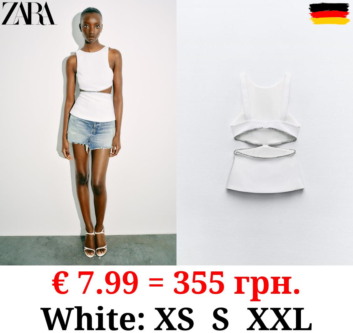 RHINESTONE CUT-OUT TOP