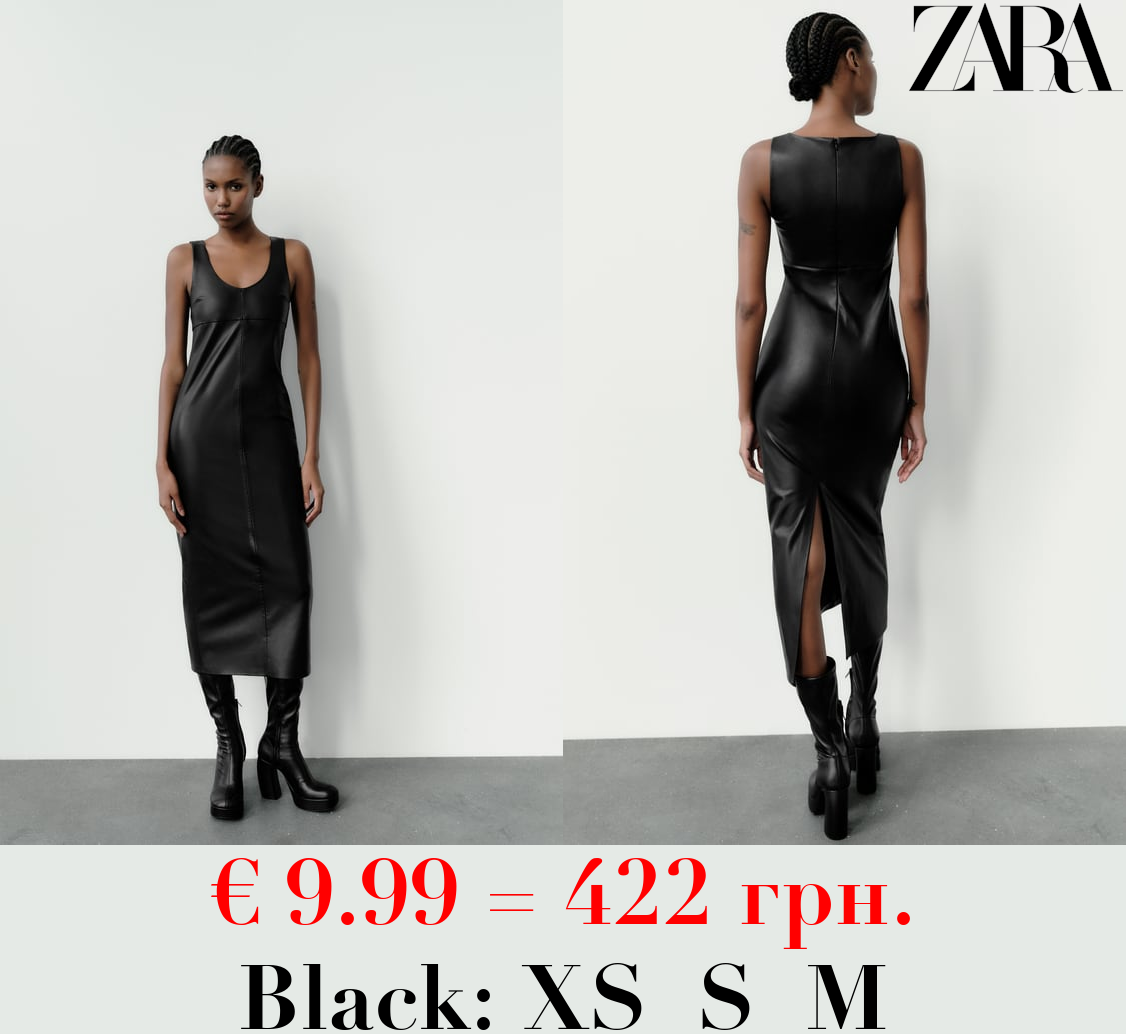FAUX LEATHER MIDI DRESS