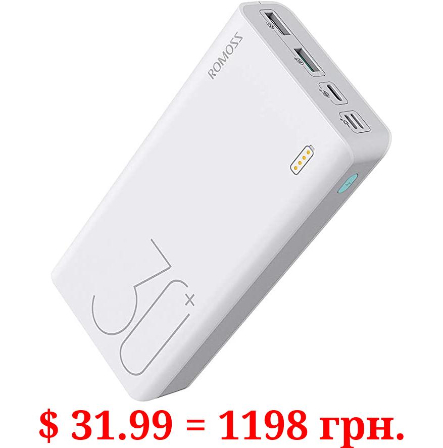 ROMOSS 30000mAh Power Bank Sense 8+, 18W PD USB C Portable Charger with 3 Outputs & 3 Inputs External Battery Pack Cell Phone Charger Battery Compatible with iPhone 13 12, Samsung Galaxy iPad and More