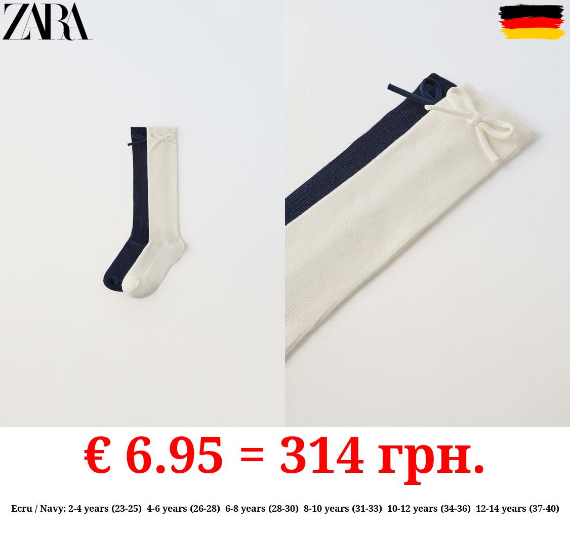 PACK OF TWO PAIRS OF LONG SOCKS WITH BOW