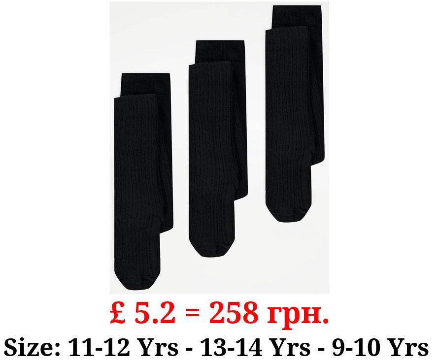 Black Cable Knit Tights 3 Pack