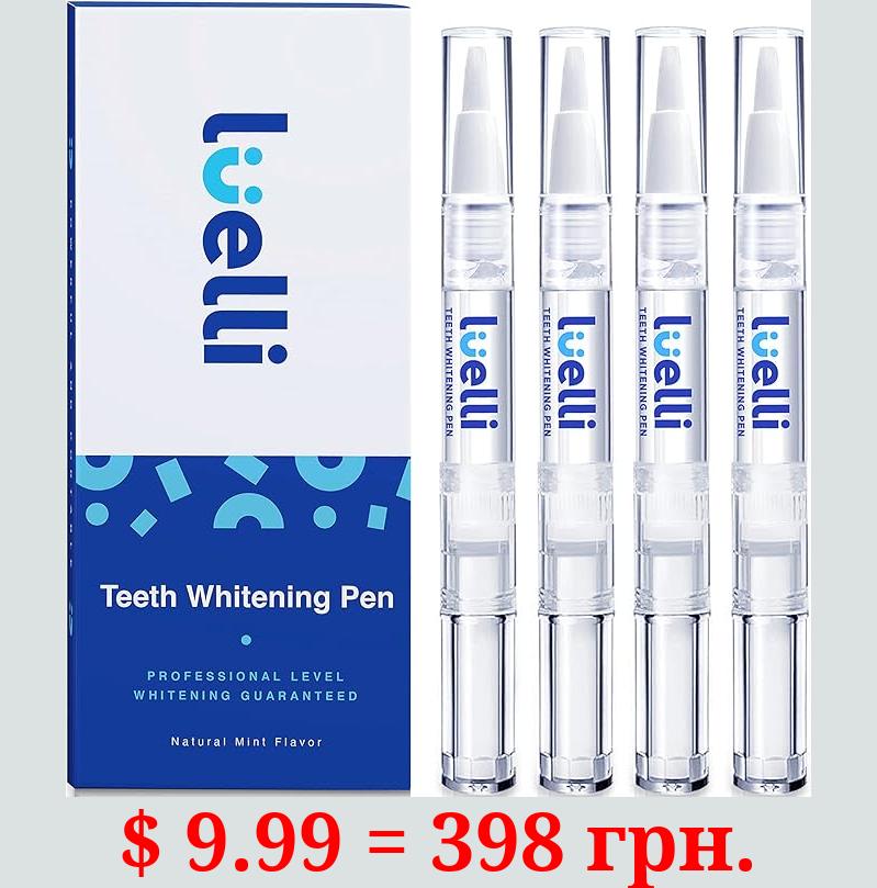 LUELLI Professional Teeth Whitening Pen for a White Smile - 4 Tooth Stain Remover Gel Pens with 35% Carbamide Peroxide - Home Dental Products for Sensitive Teeth