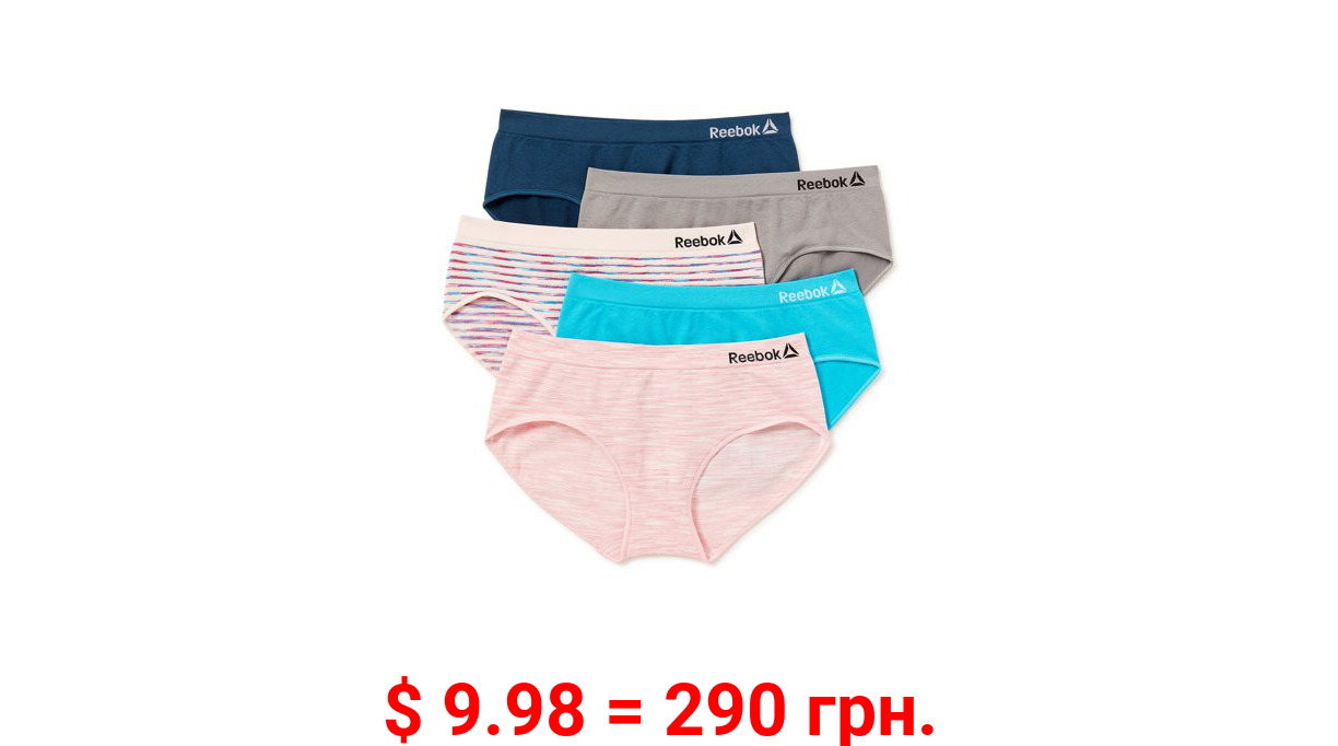 Reebok Girl's Seamless Hipster Panties, 5-Pack, S-XL