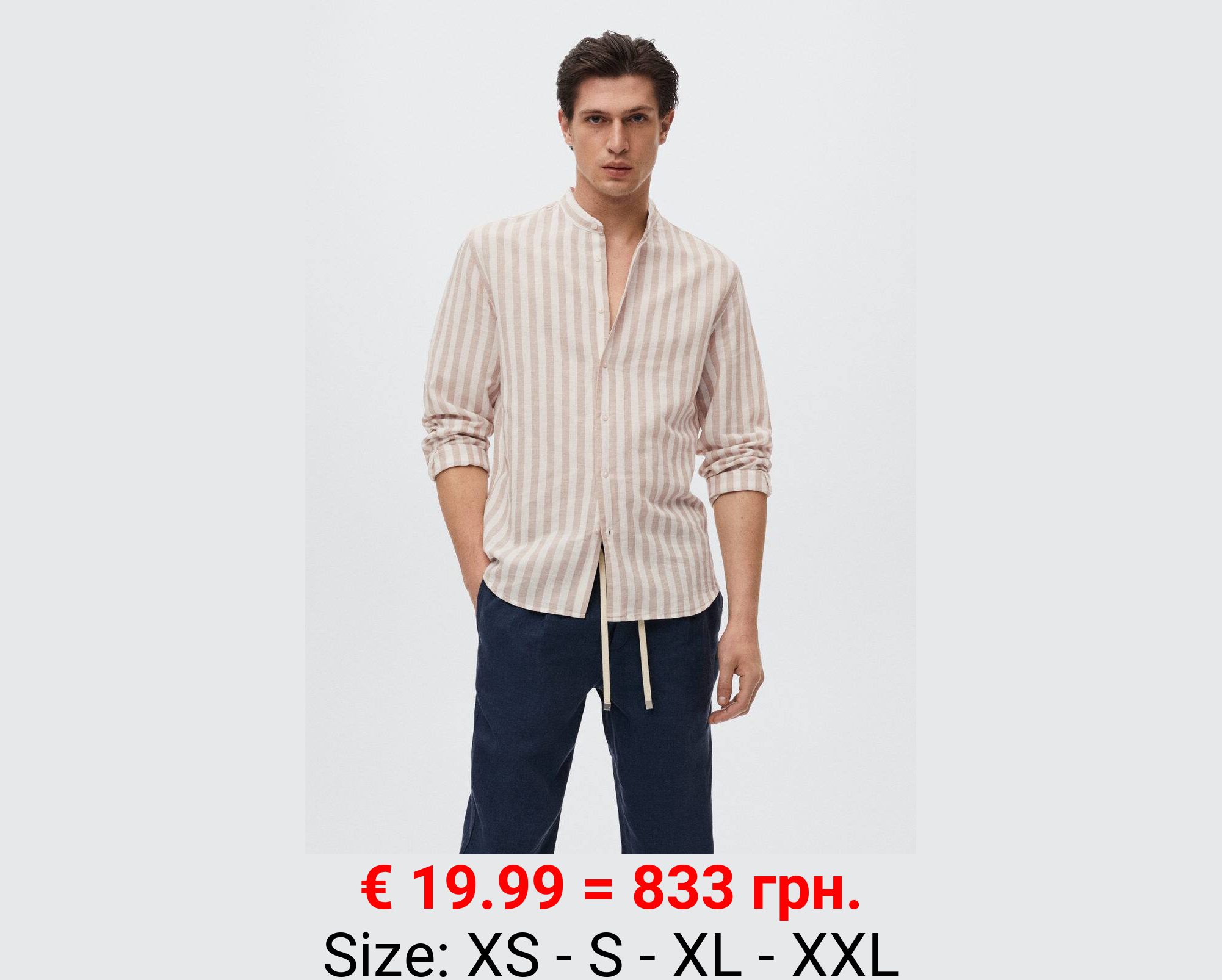 Camisa regular fit lino rayas 