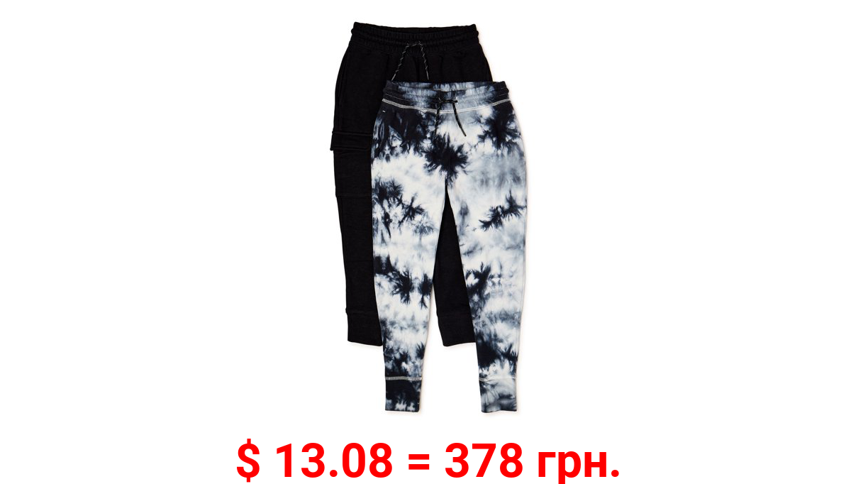 Wonder Nation Boys Printed French Terry Joggers, 2-Pack, Sizes 4-18 & Husky