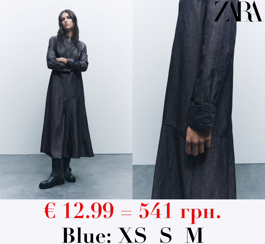 ZW COLLECTION LINEN BLEND SHIRT DRESS