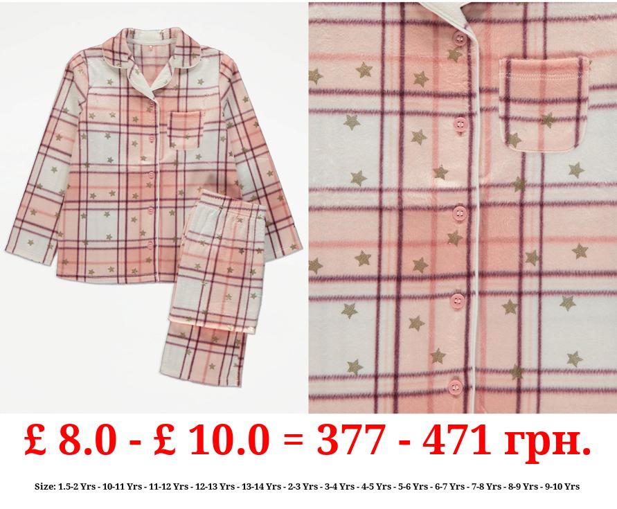 Pink Check Shirt Fleece Pyjamas