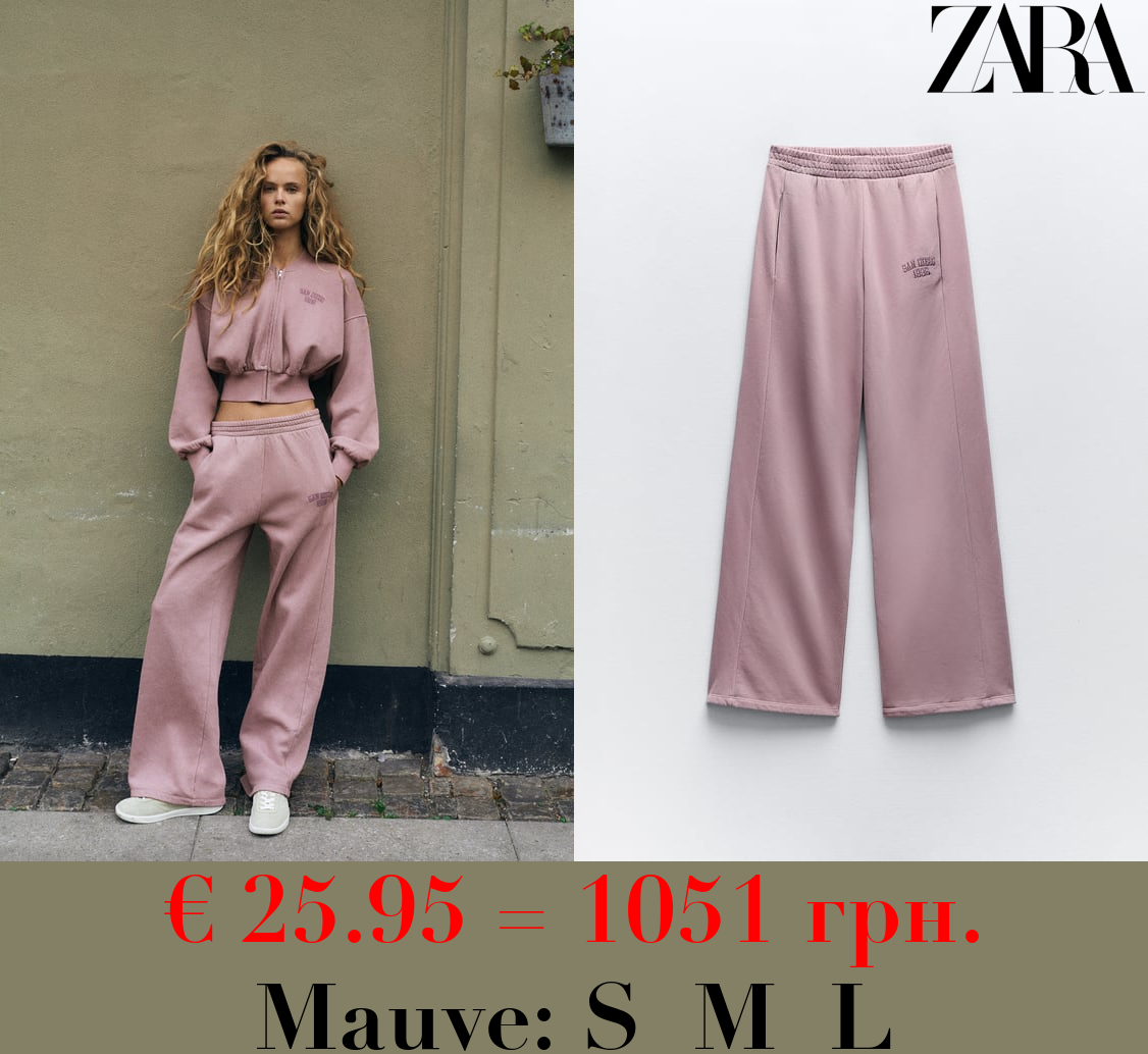 EMBROIDERED FADED-EFFECT JOGGERS