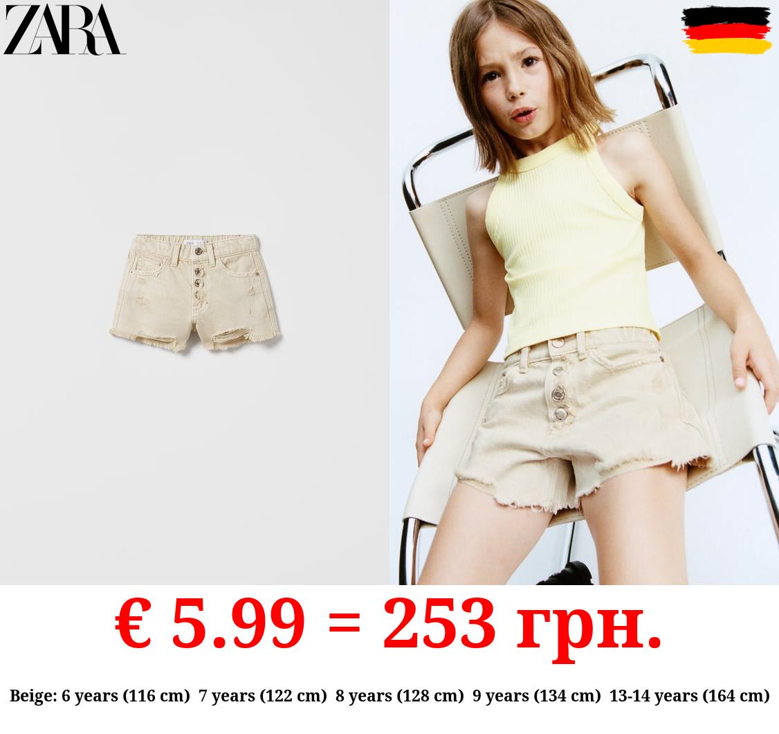 FRAYED DENIM BERMUDA SHORTS