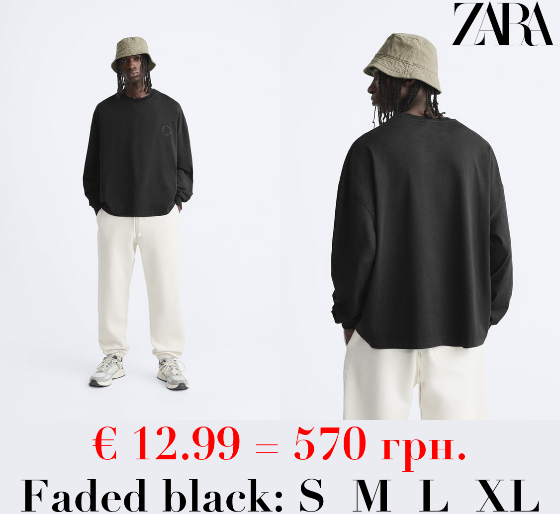 T-SHIRT WITH EMBROIDERED SLOGAN