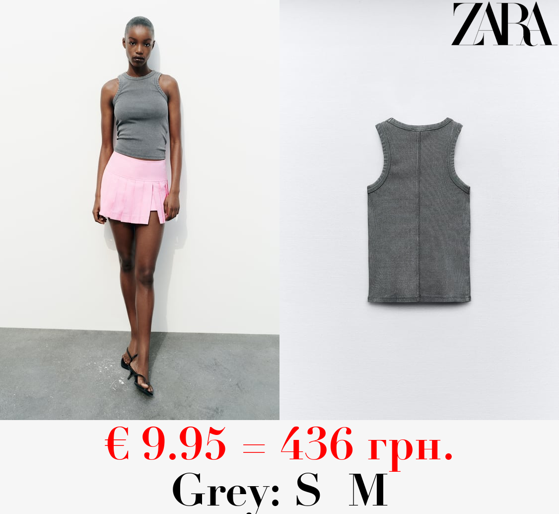 FADED-EFFECT RIB T-SHIRT