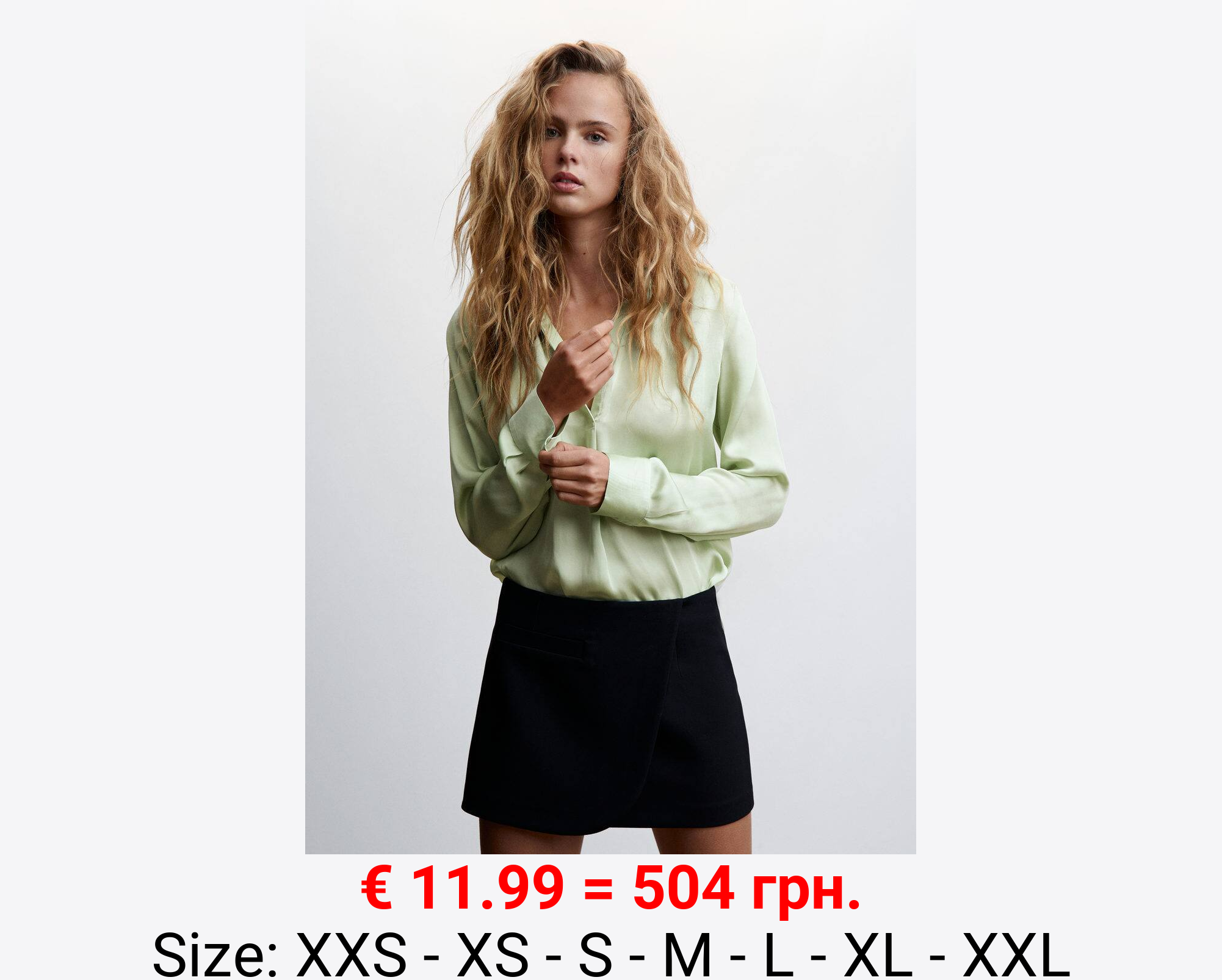 Blusa satinada cuello mao