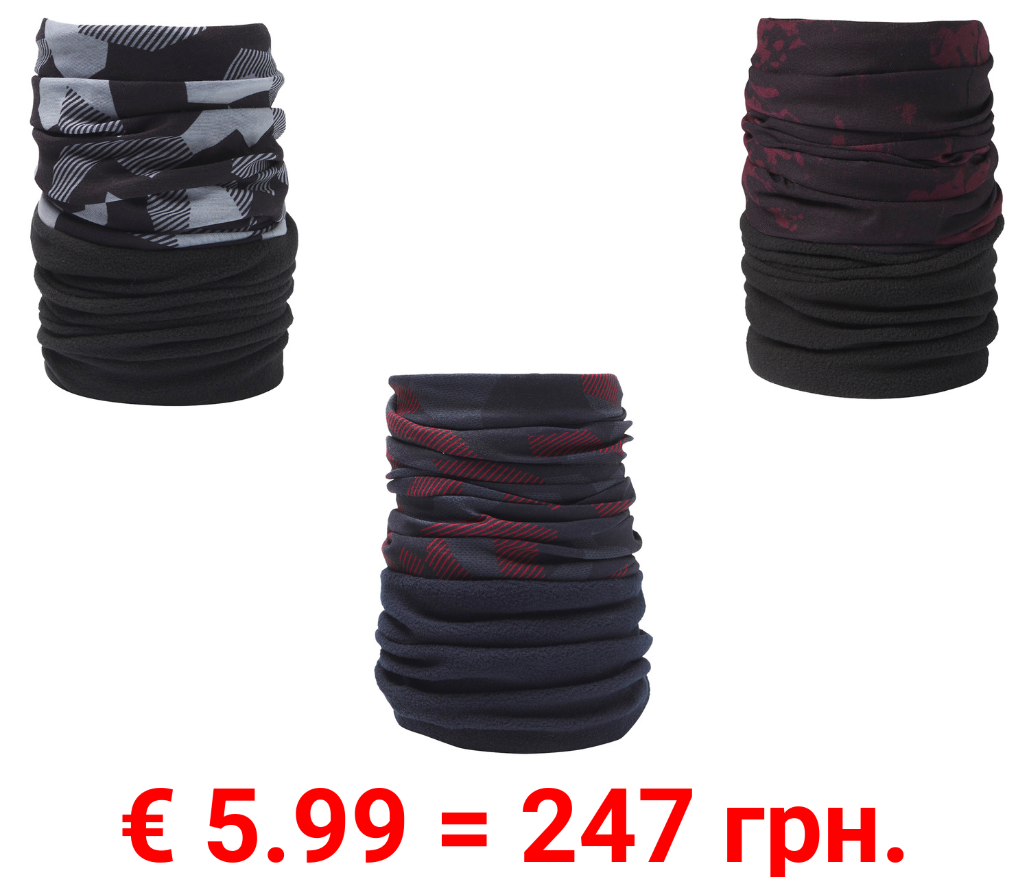 CRIVIT Damen Herren Multifunktionstuch mit Fleeceeinsatz