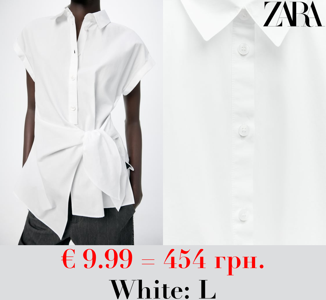 ZW COLLECTION POPLIN SHIRT WITH KNOT DETAIL