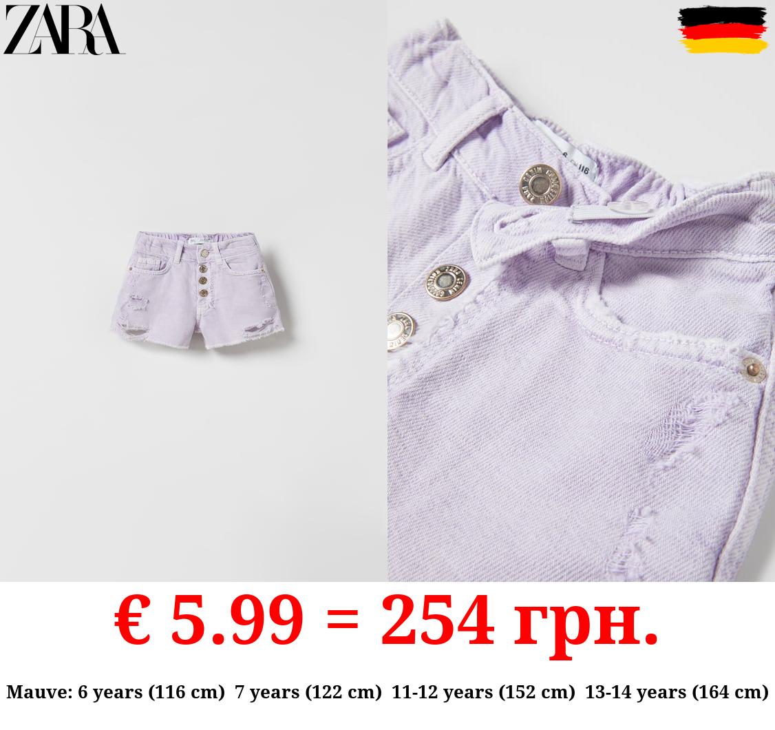 FRAYED DENIM BERMUDA SHORTS