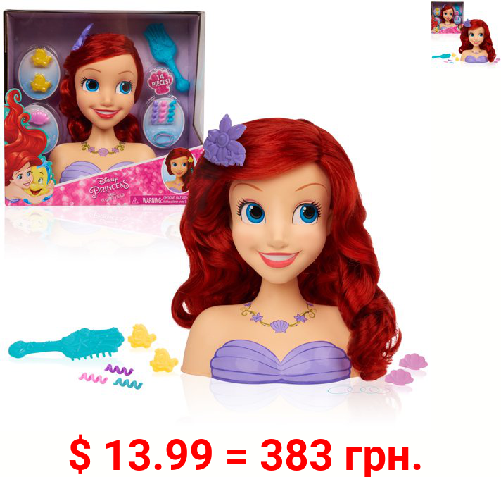 Disney Princess Ariel Styling Head, 14-pieces, Styling Heads, Ages 3 Up, by Just Play