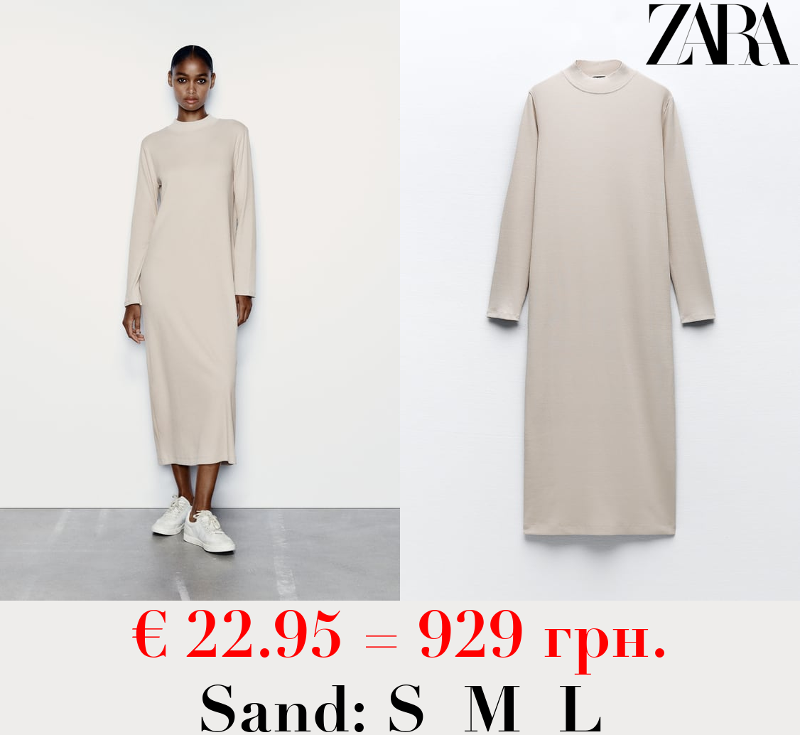 RIBBED MOCK-NECK DRESS