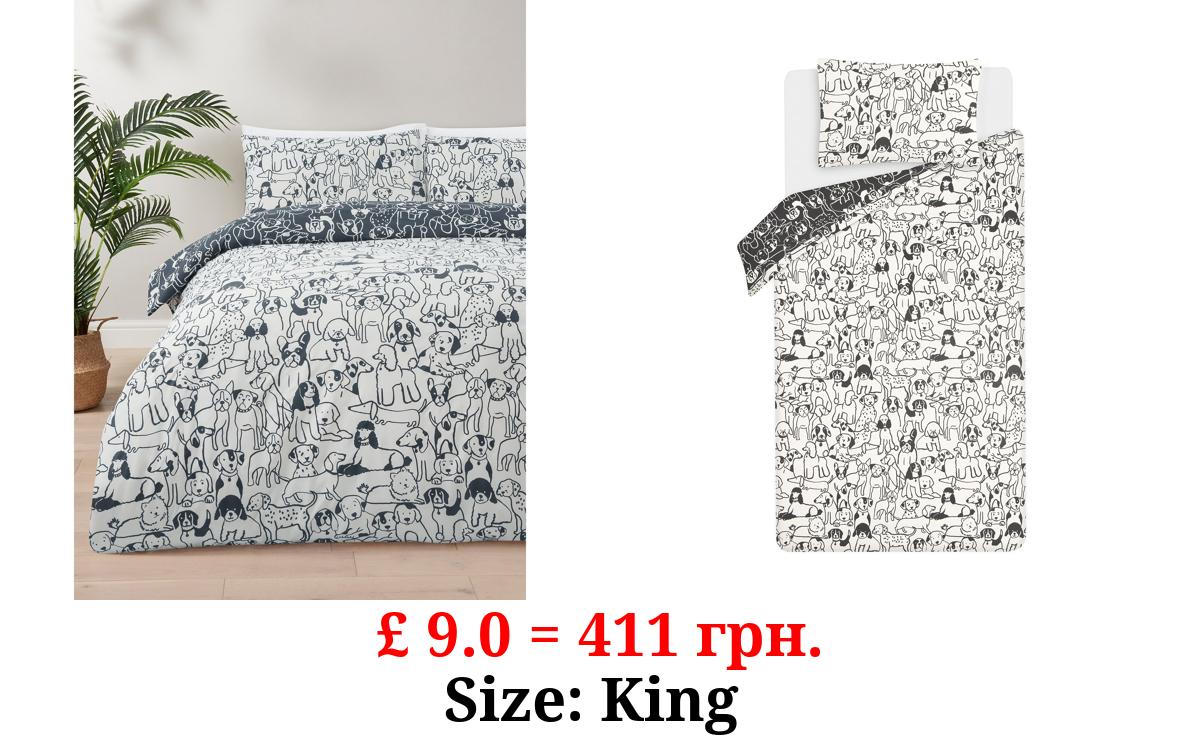 Charcoal Dogs Soft Touch Duvet Set