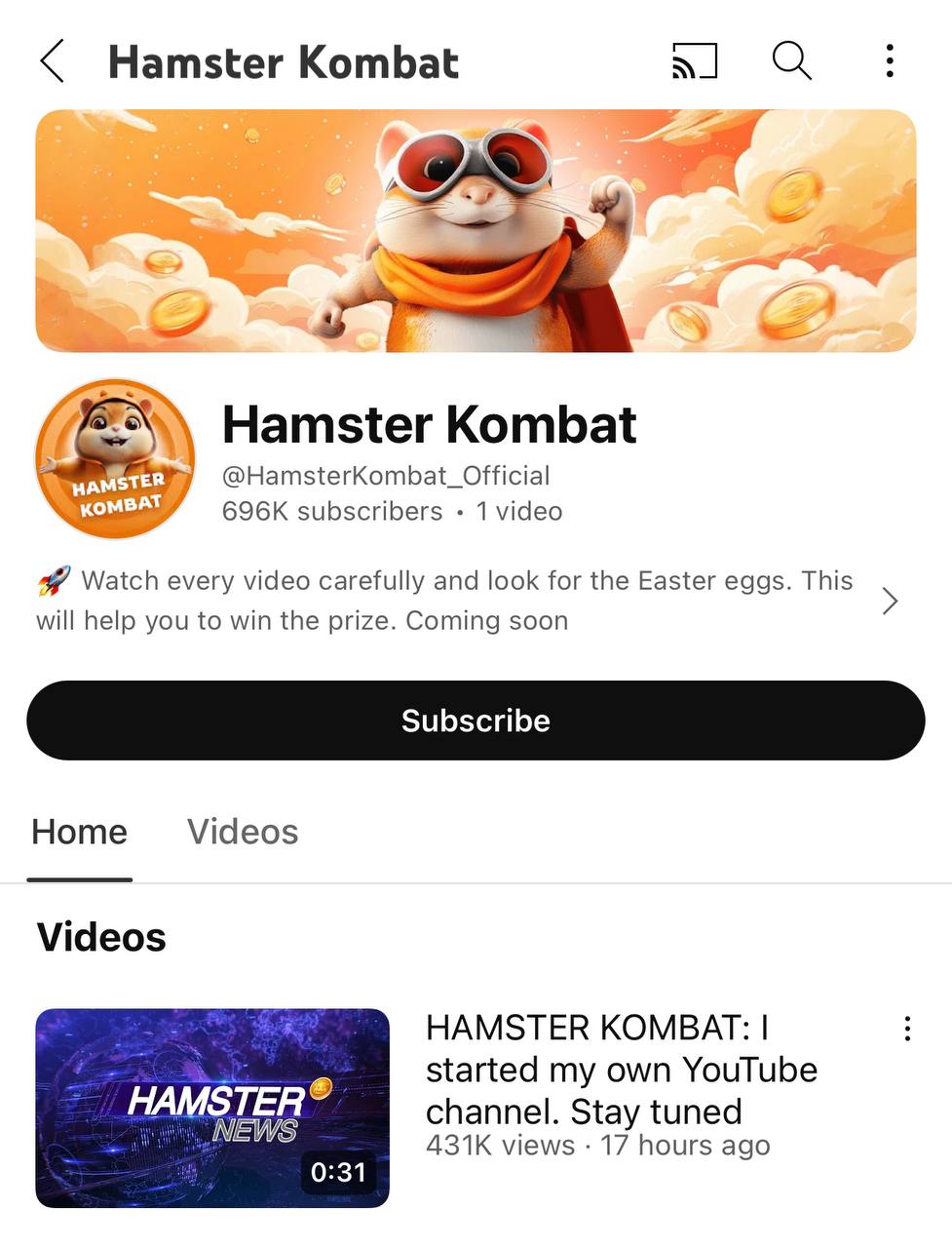 Hamster Kombat Announcement – Telegram