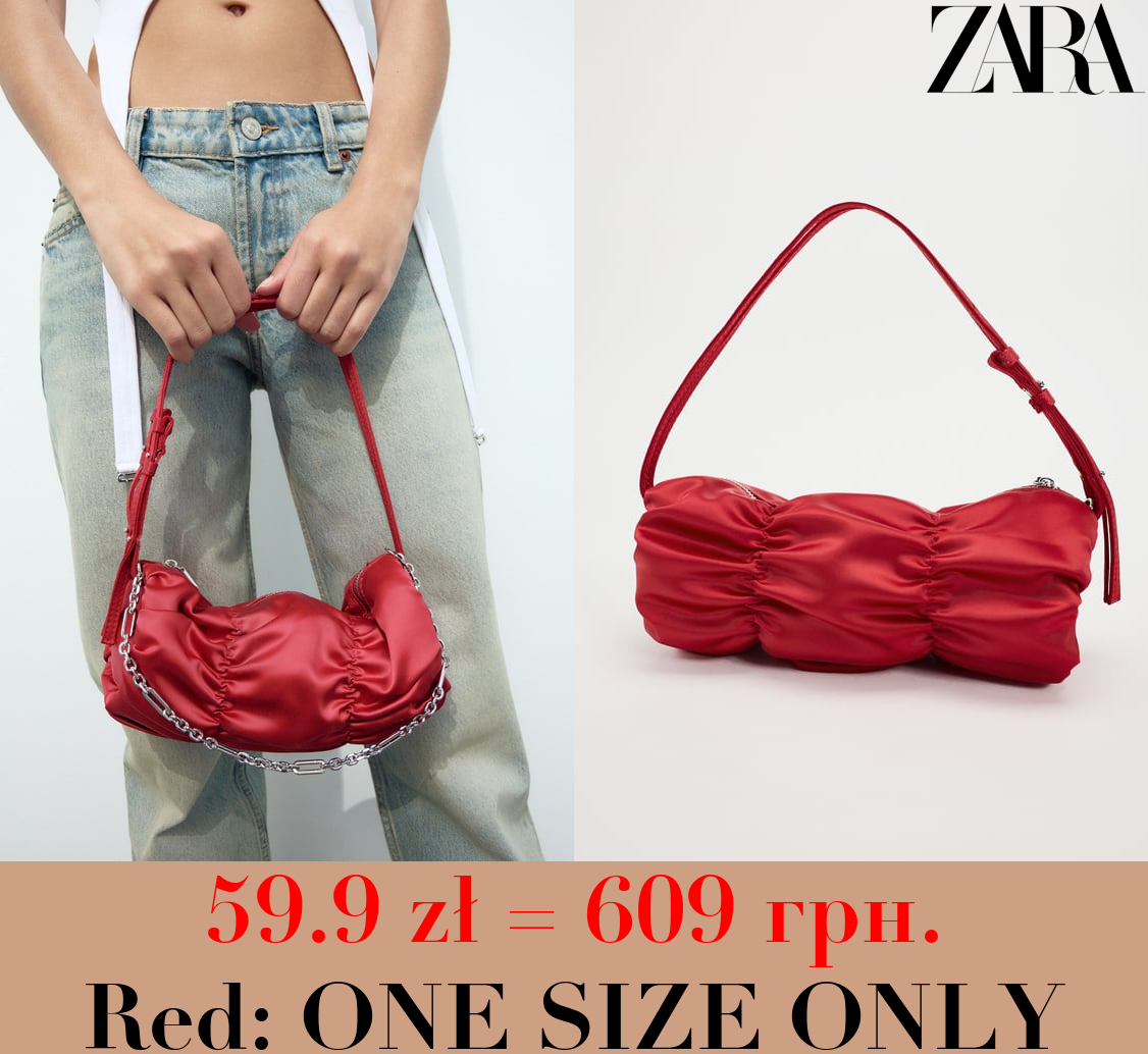 SATIN SHOULDER BAG WITH GATHERED DETAIL