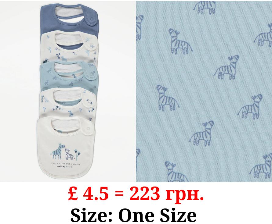 Blue Zebra Slogan Bibs 5 Pack