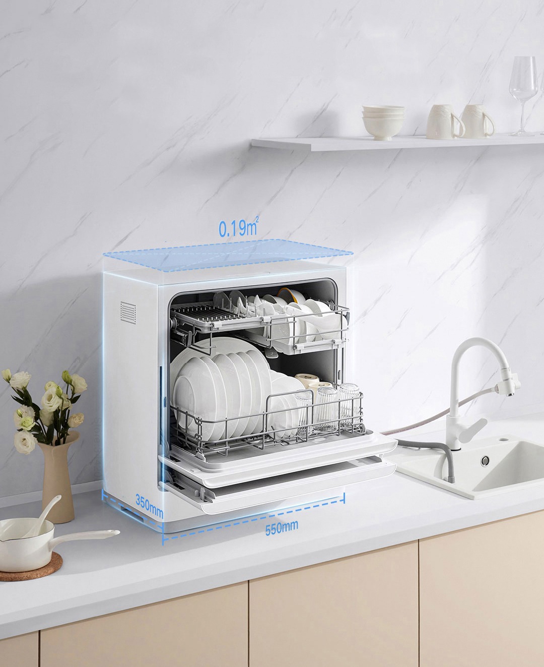 Настольная посудомоечная машина Milia Smart Desktop Dishwasher S1 5 Sets  (QMDW0501M) - MiHome.Uz