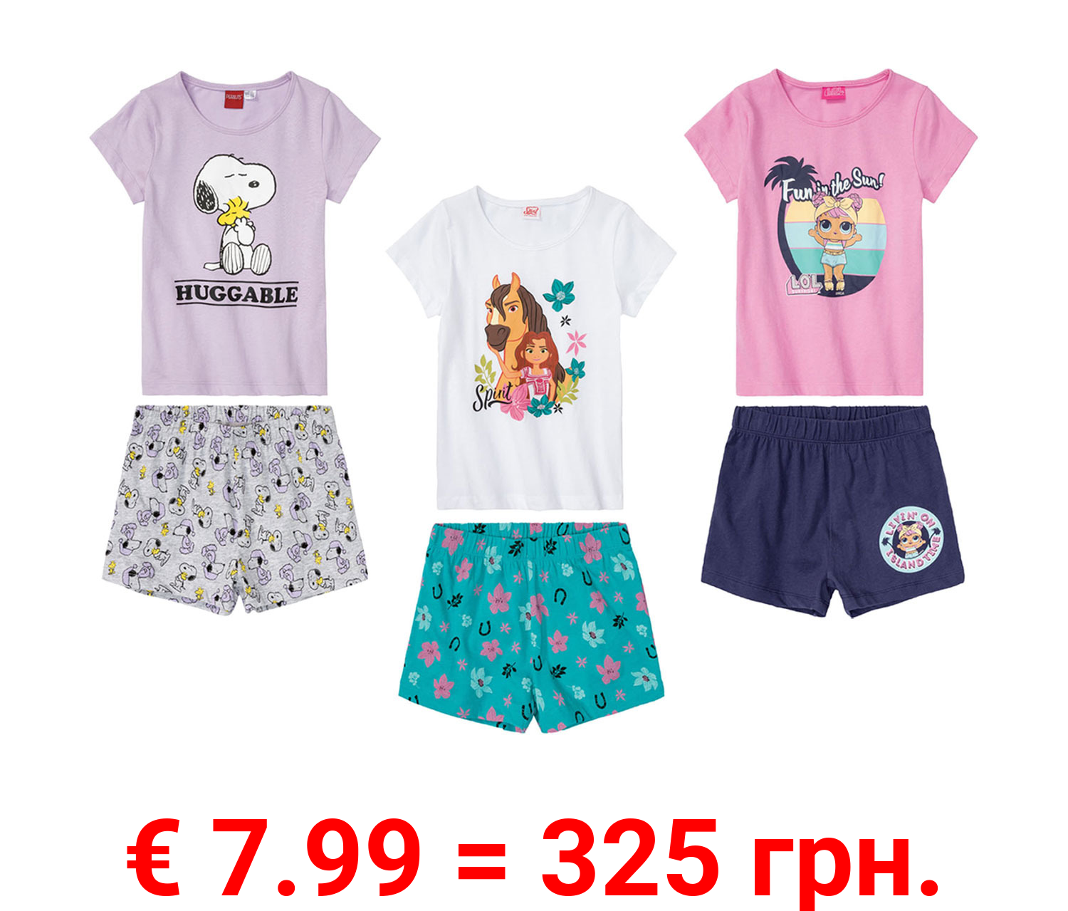 Mädchen Shorty Pyjama, aus reiner Baumwolle