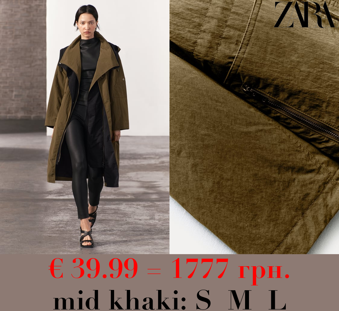 ZW COLLECTION LONG CONTRAST TRENCH COAT