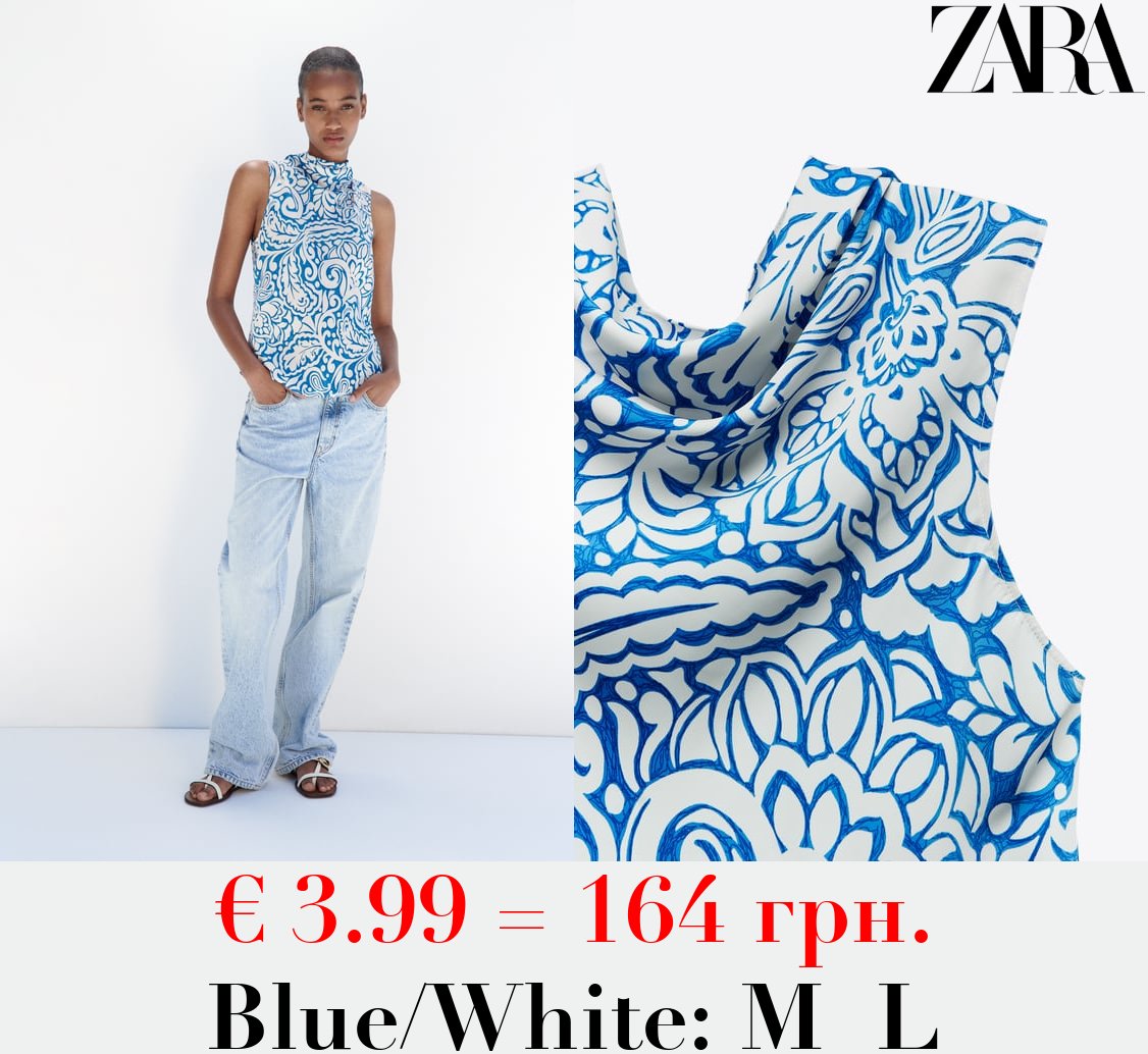 PRINTED TOP WITH BOW