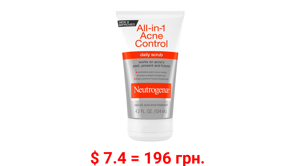Neutrogena All-In-1 Acne Control Daily Facial Scrub, 4.2 fl oz