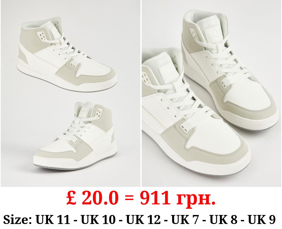 Cream Colour Block High Top Trainers