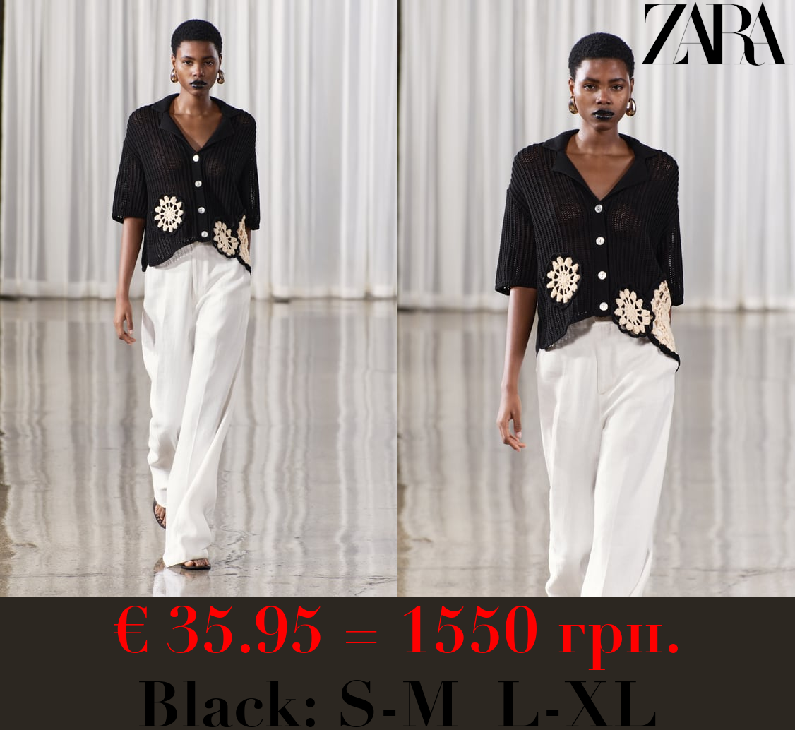 CROCHET KNIT POLO TOP