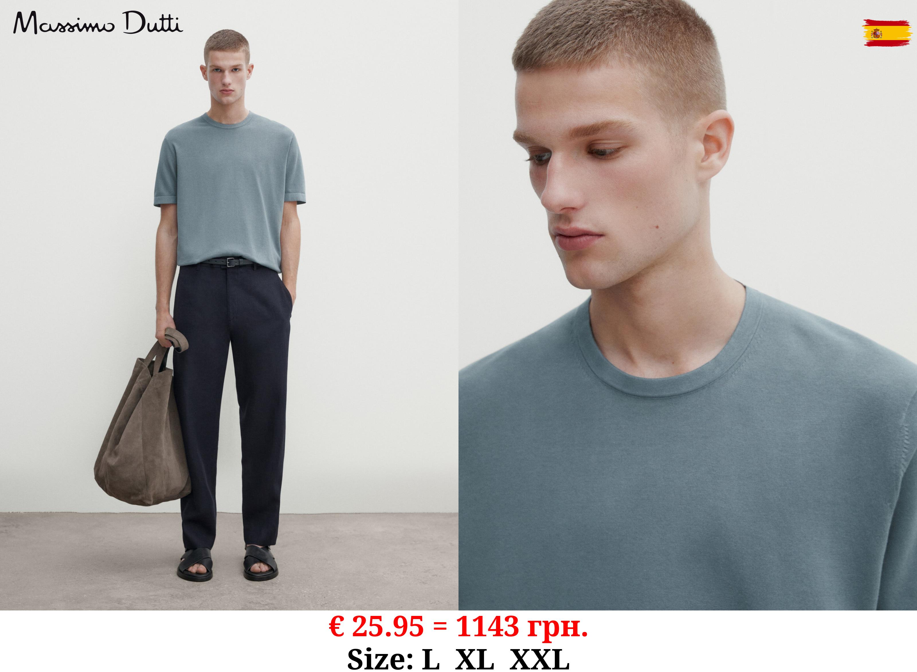 100% cotton knit short sleeve T-shirt BLUE