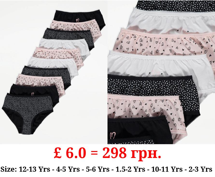 Heart Print Briefs 10 Pack
