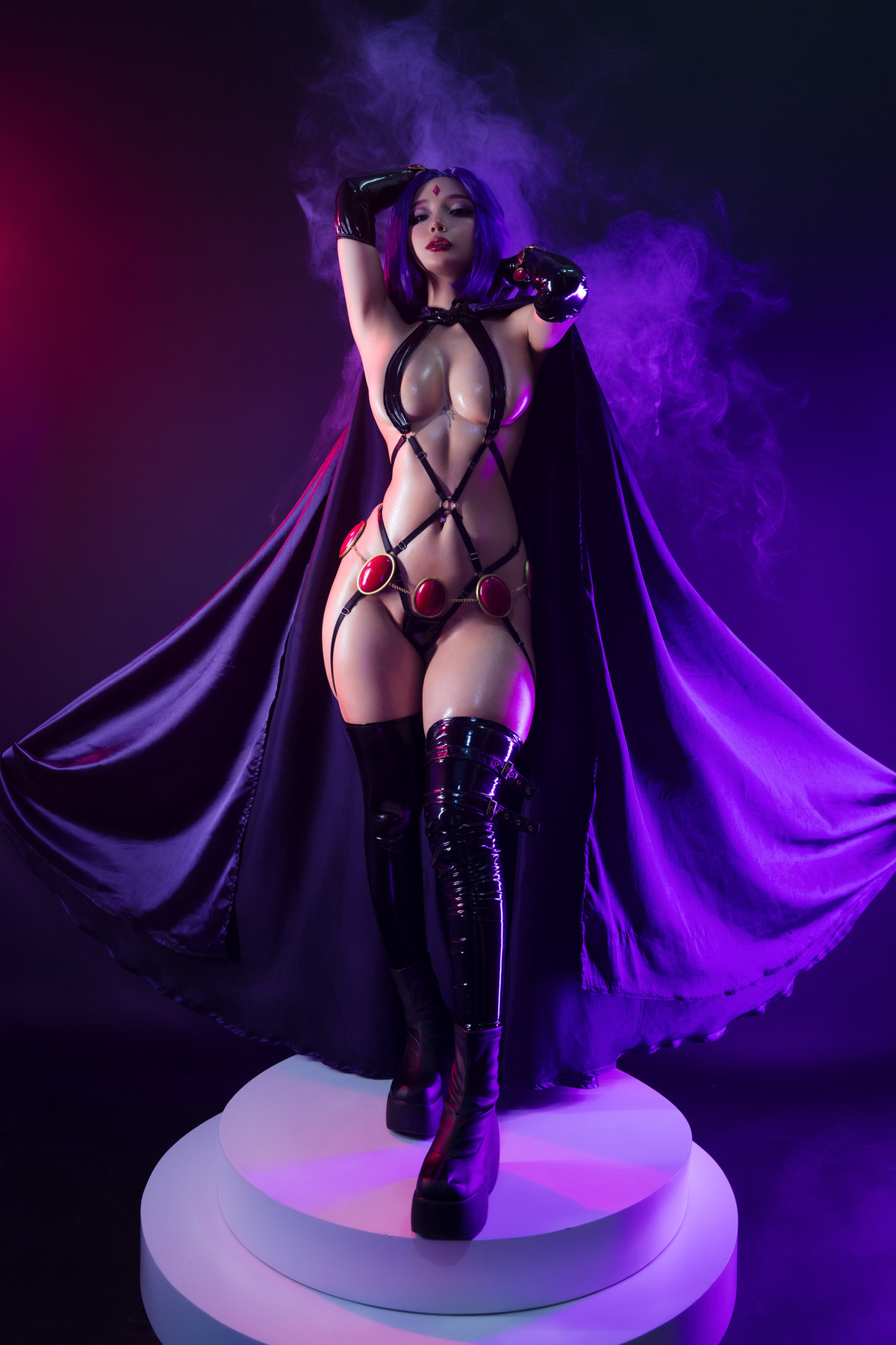 Cosplay Umeko.J Raven Latex Lingerie Set.01 2