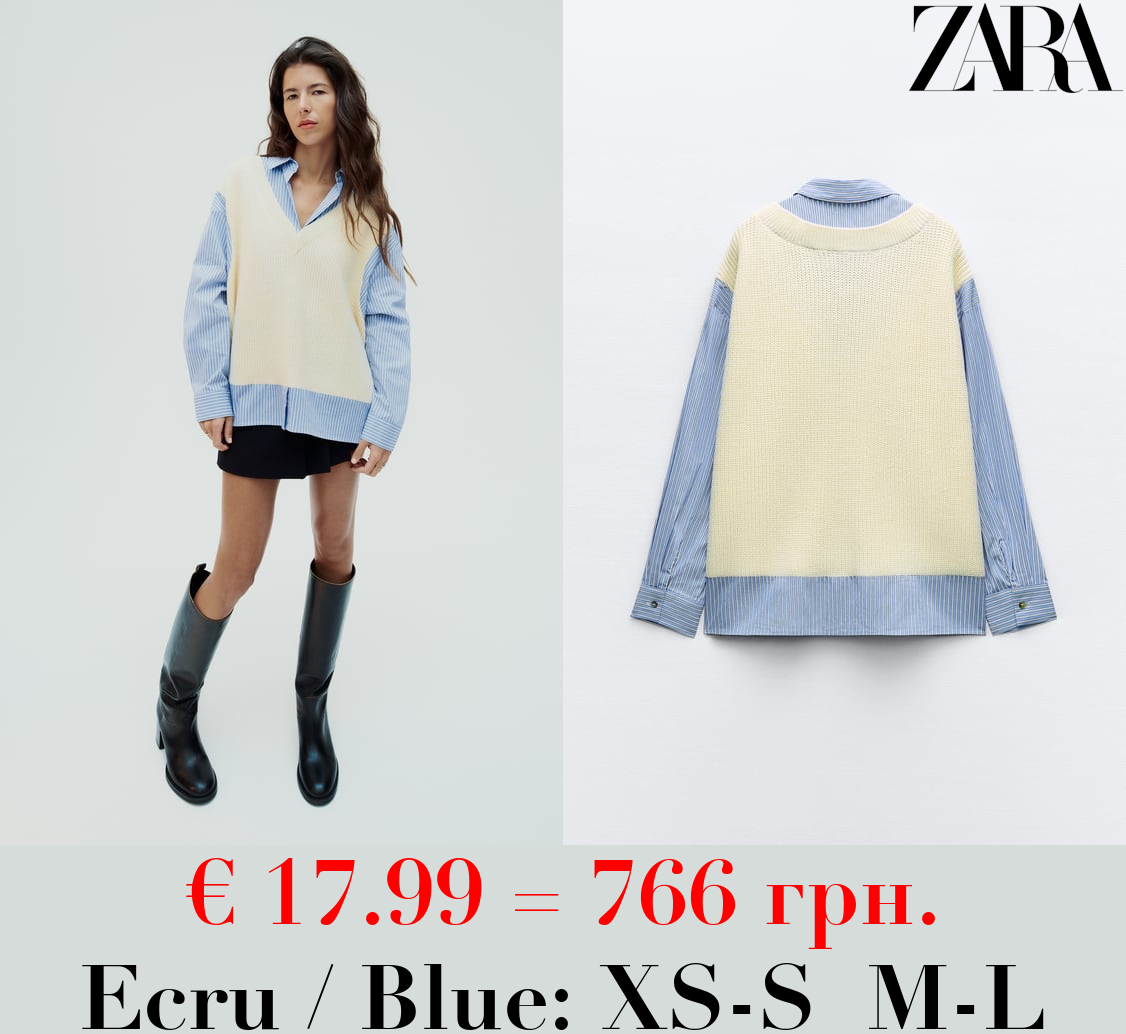 CONTRAST SHIRT SWEATER