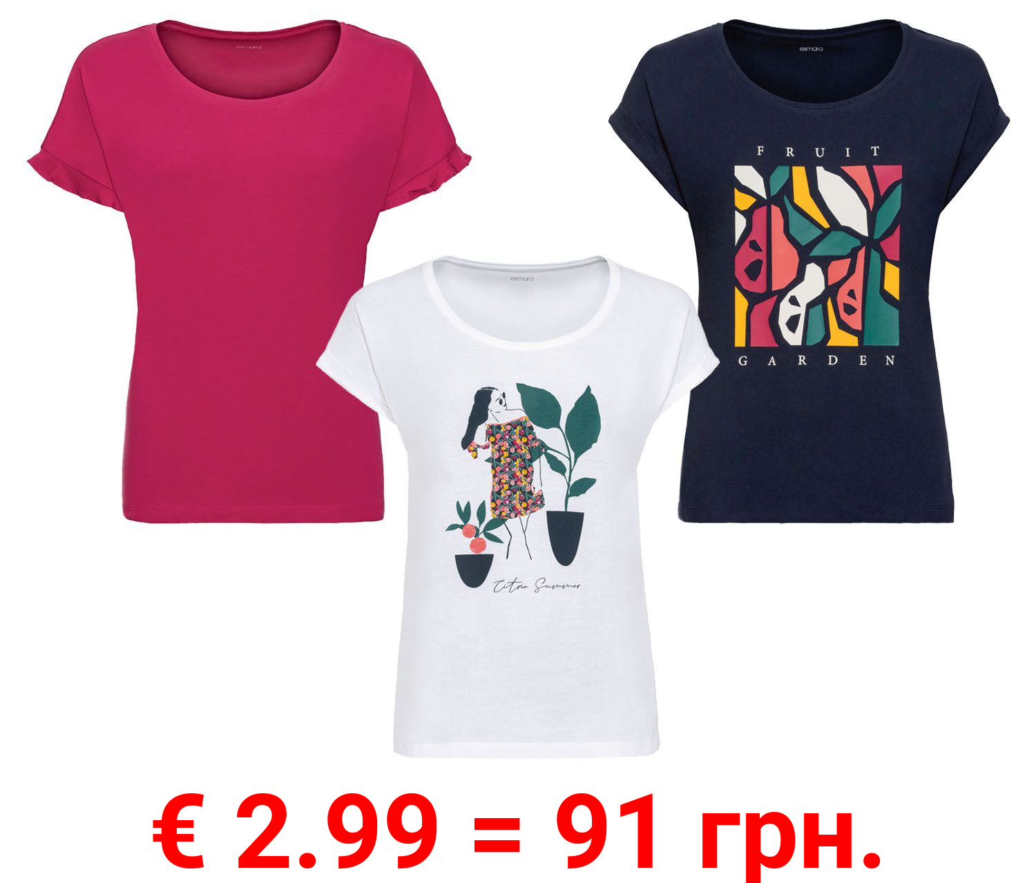 ESMARA® T-Shirt Damen, mit Rundhalsausschnitt