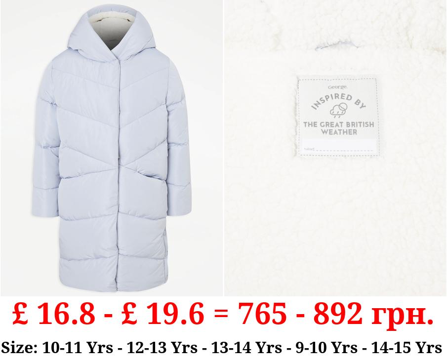 Light Blue Padded Longline Coat